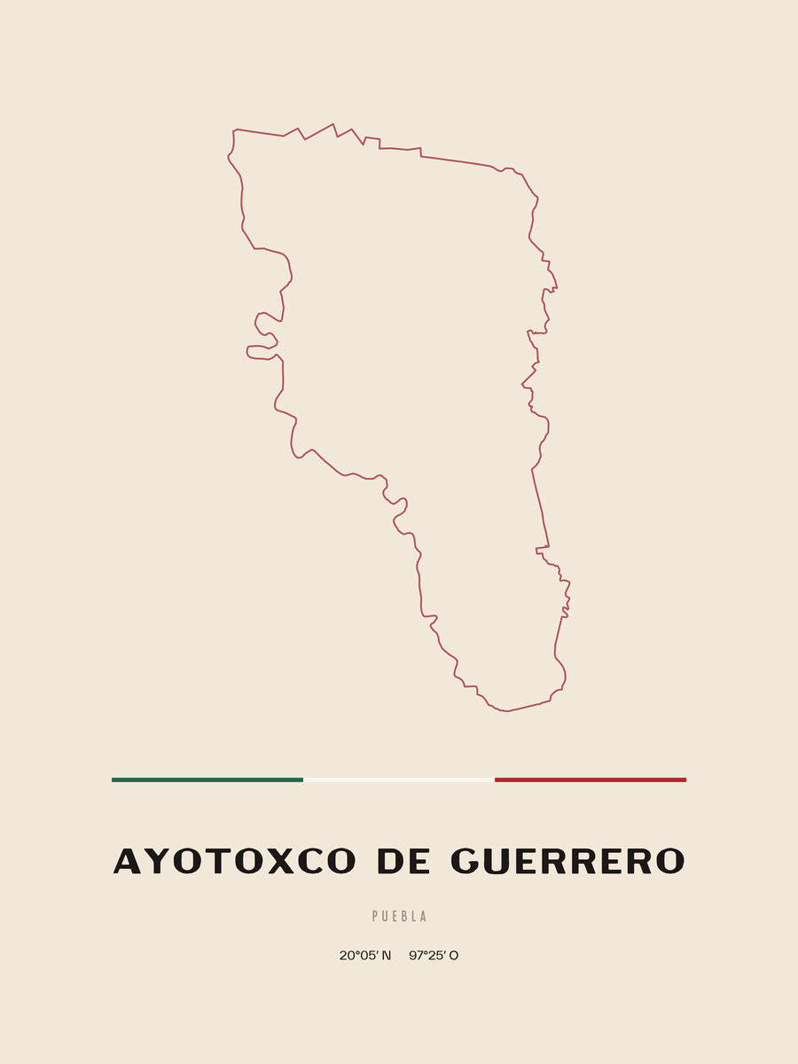 Framed poster of Ayotoxco de Guerrero, Puebla.