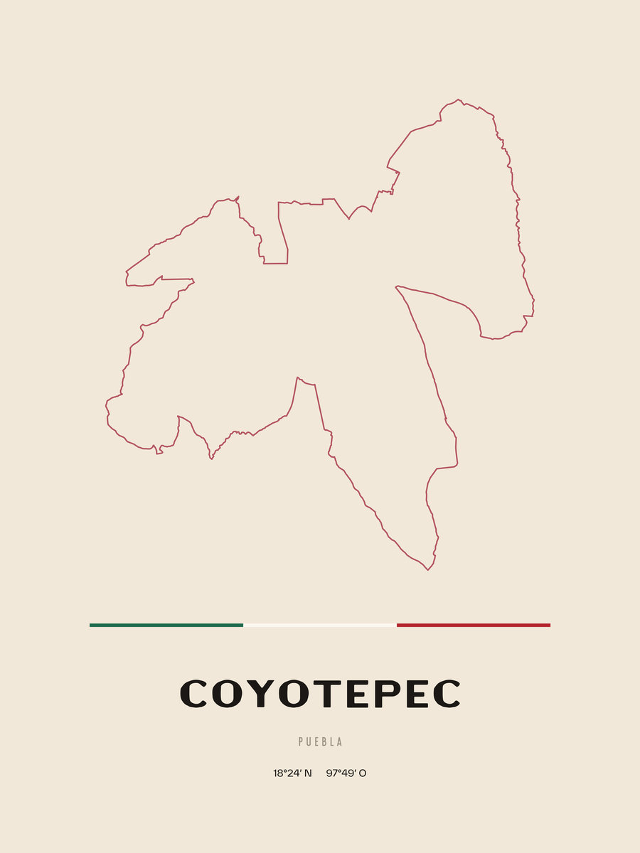 Framed poster of Coyotepec, Puebla.