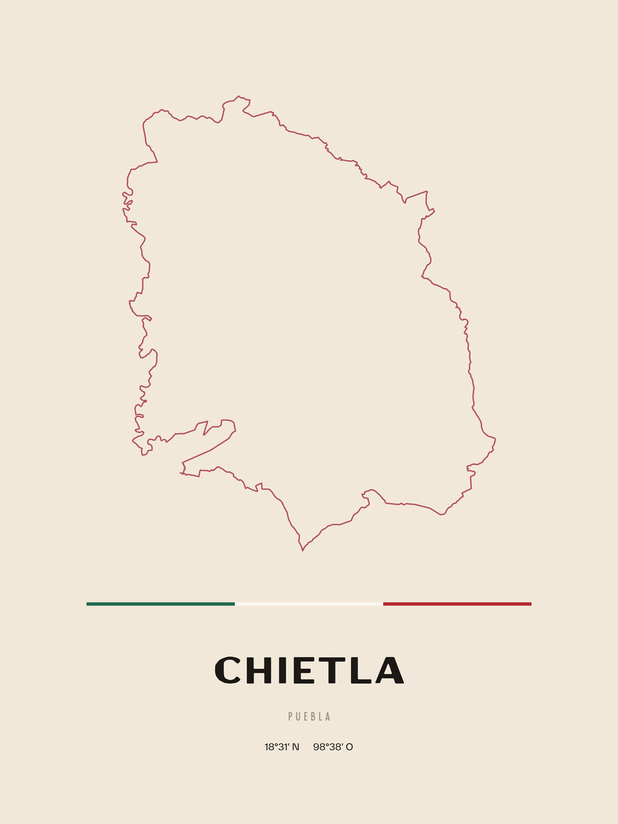 Framed poster of Chietla, Puebla.