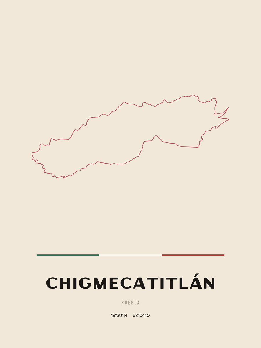 Framed poster of Chigmecatitlán, Puebla.
