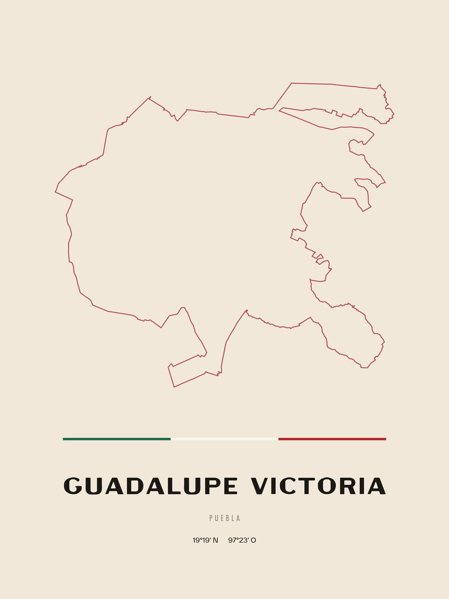 Framed poster of Guadalupe Victoria, Puebla.