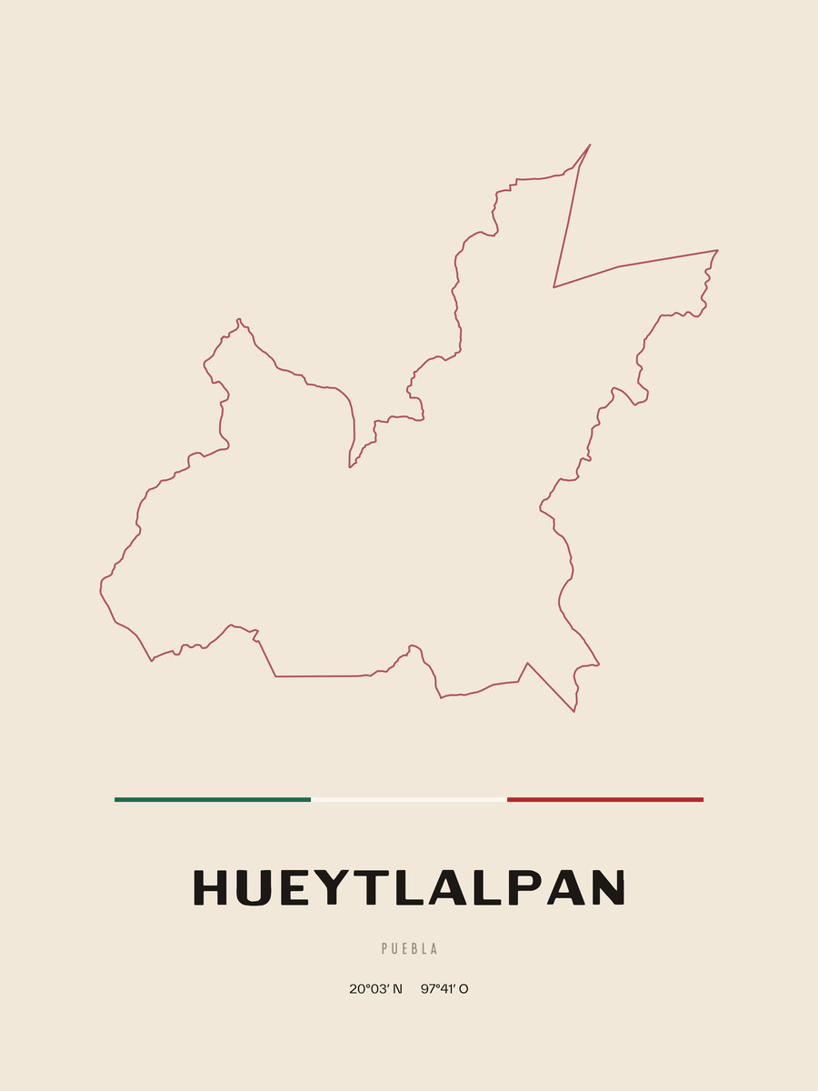 Framed poster of Hueytlalpan, Puebla.