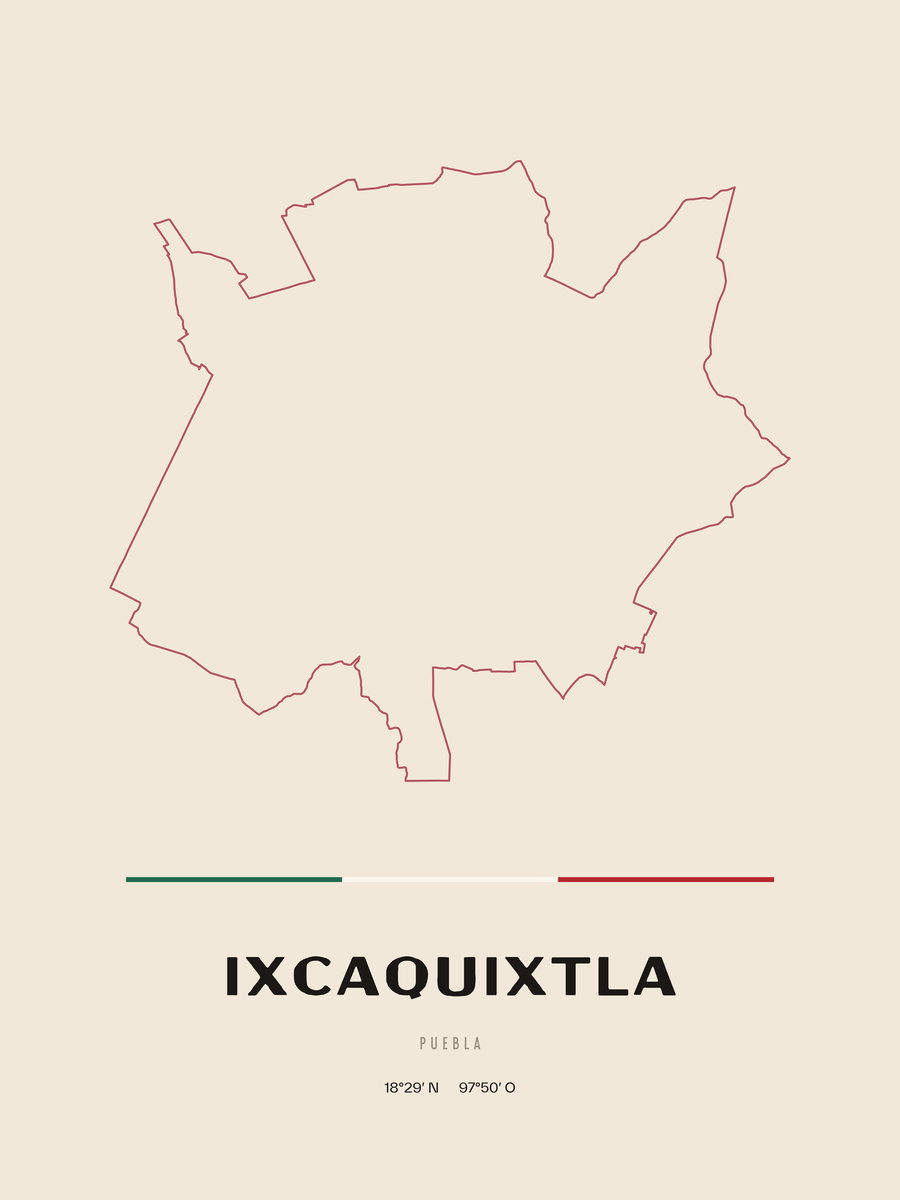 Framed poster of Ixcaquixtla, Puebla.