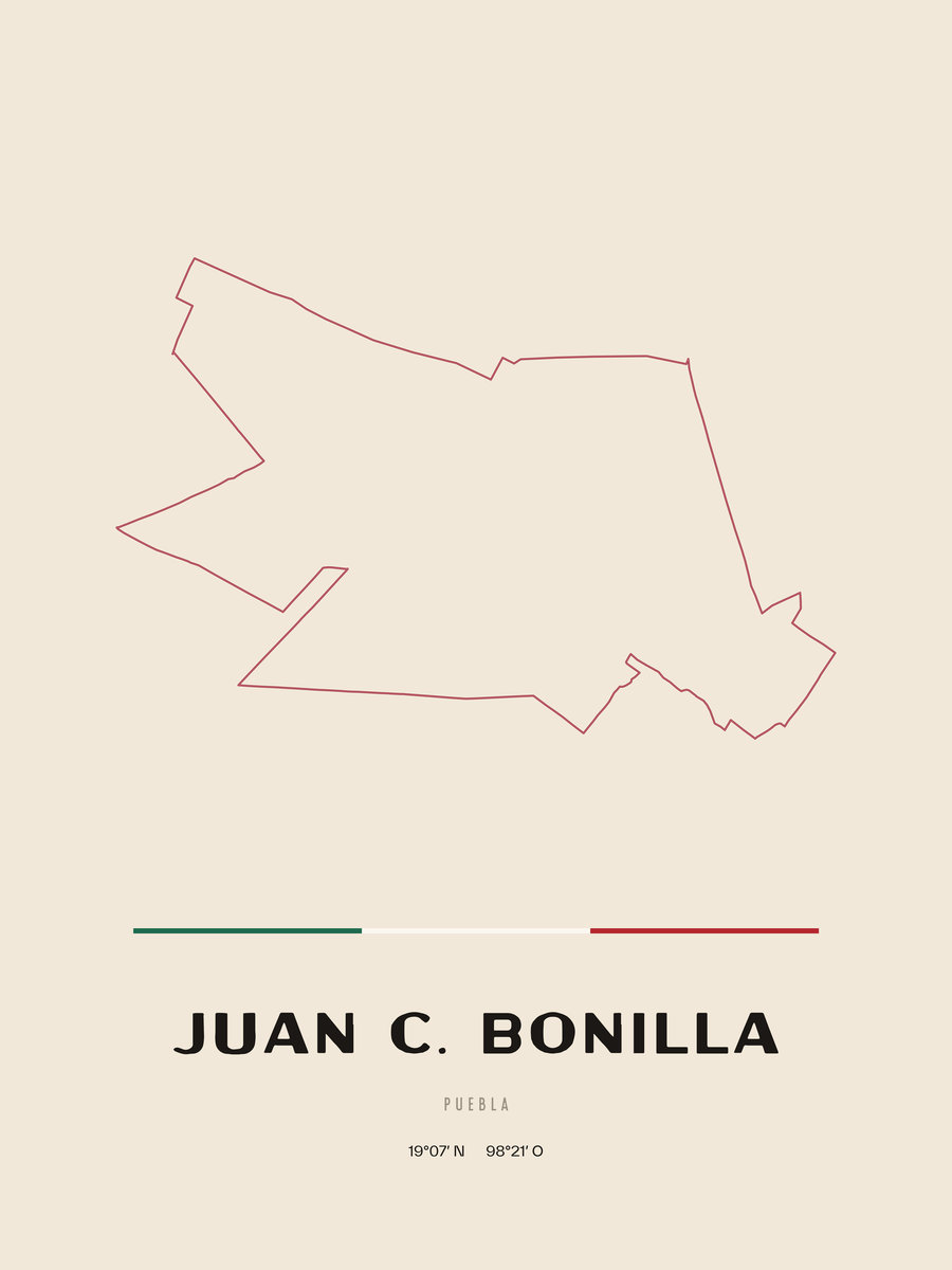 Framed poster of Juan C. Bonilla, Puebla.