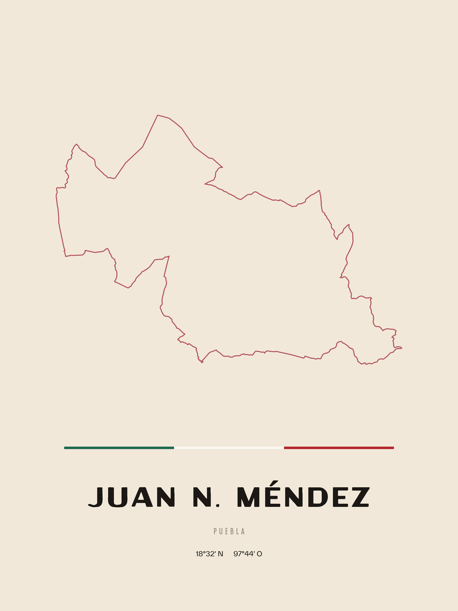 Framed poster of Juan N. Méndez, Puebla.