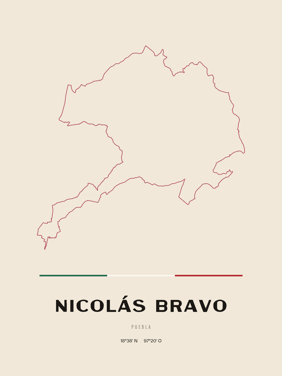 Framed poster of Nicolás Bravo, Puebla.