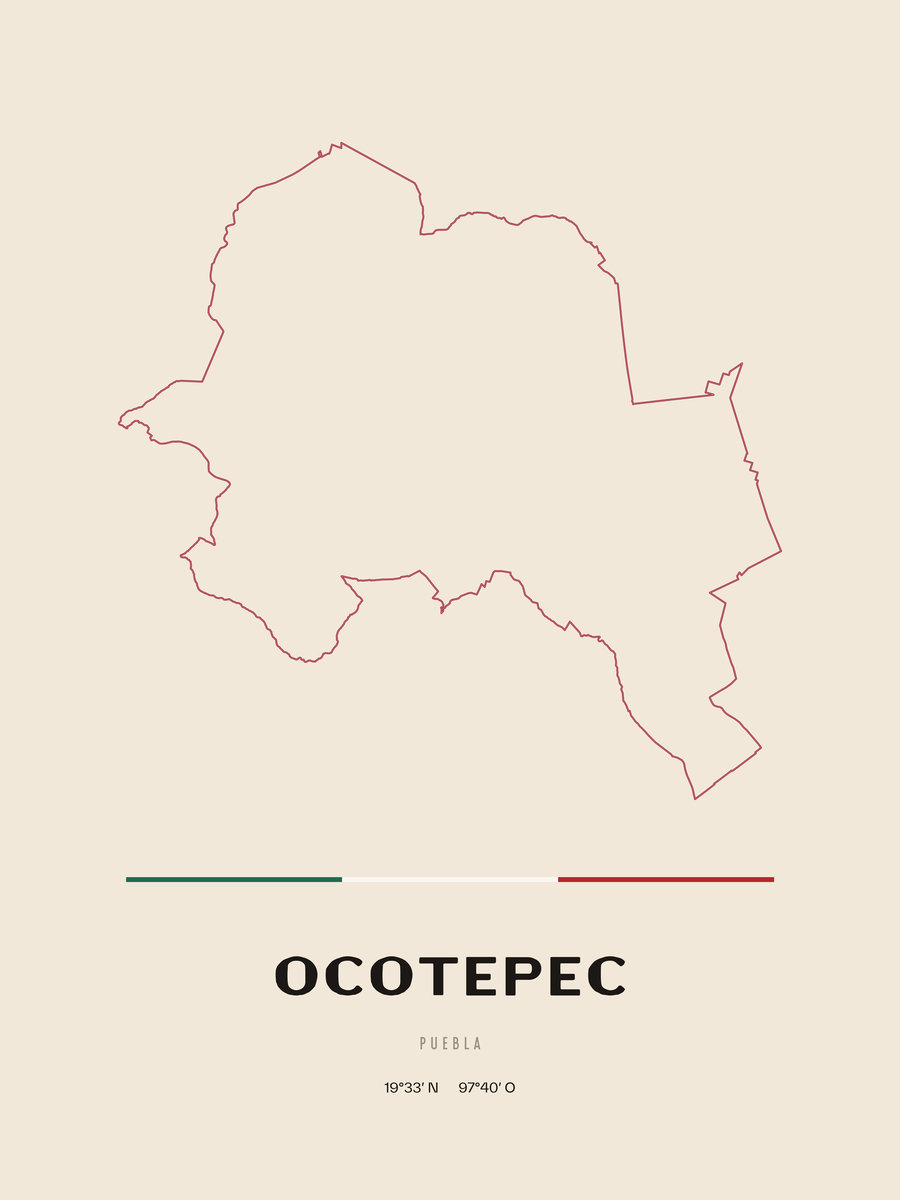 Framed poster of Ocotepec, Puebla.