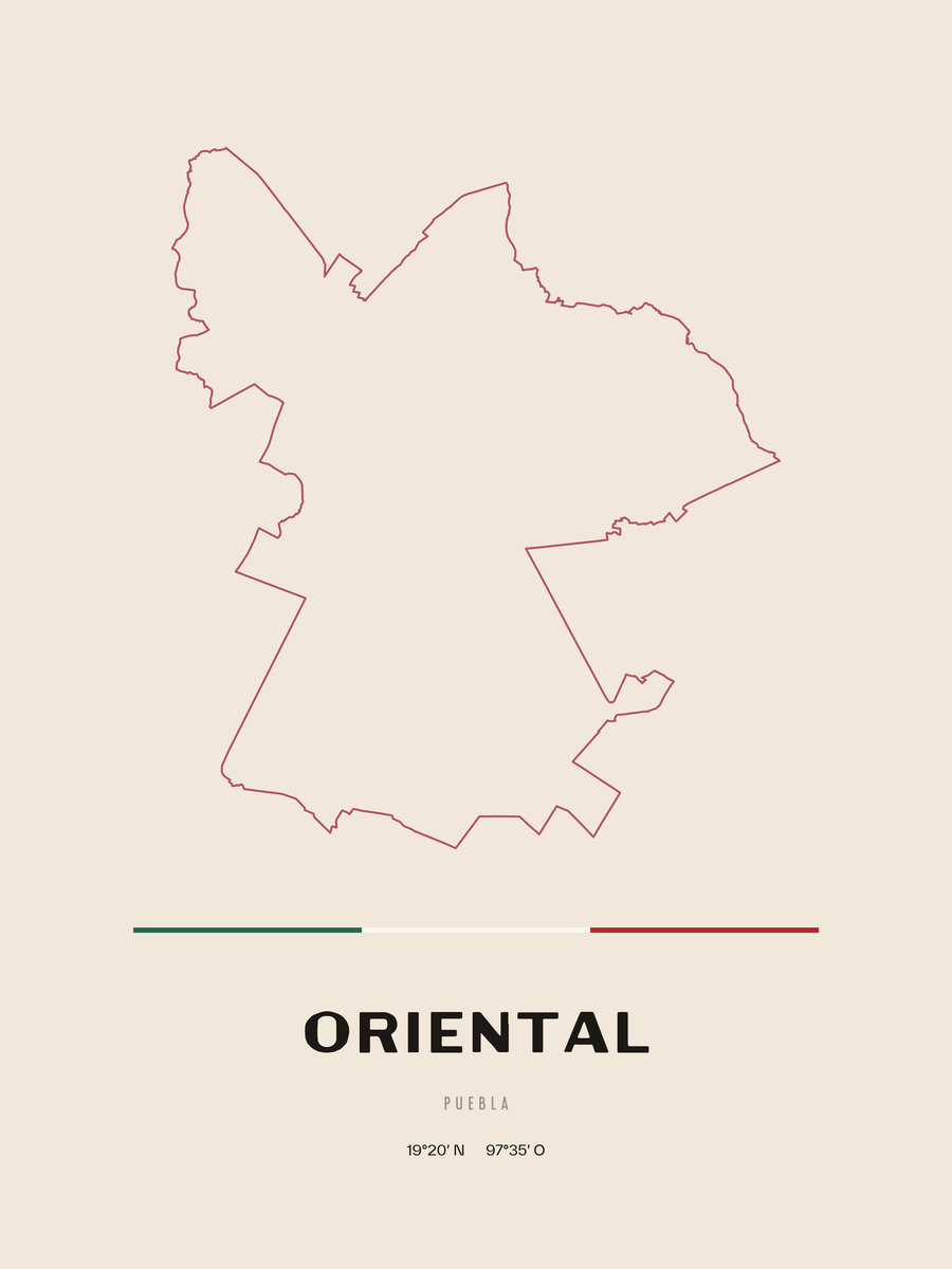 Framed poster of Oriental, Puebla.
