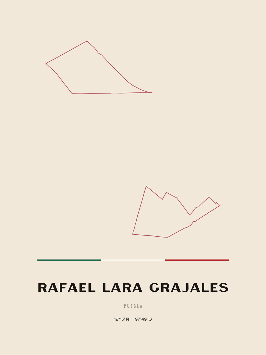 Framed poster of Rafael Lara Grajales, Puebla.