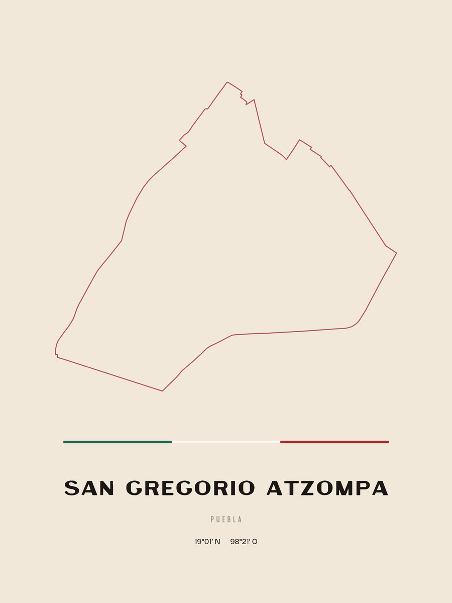 Framed poster of San Gregorio Atzompa, Puebla.