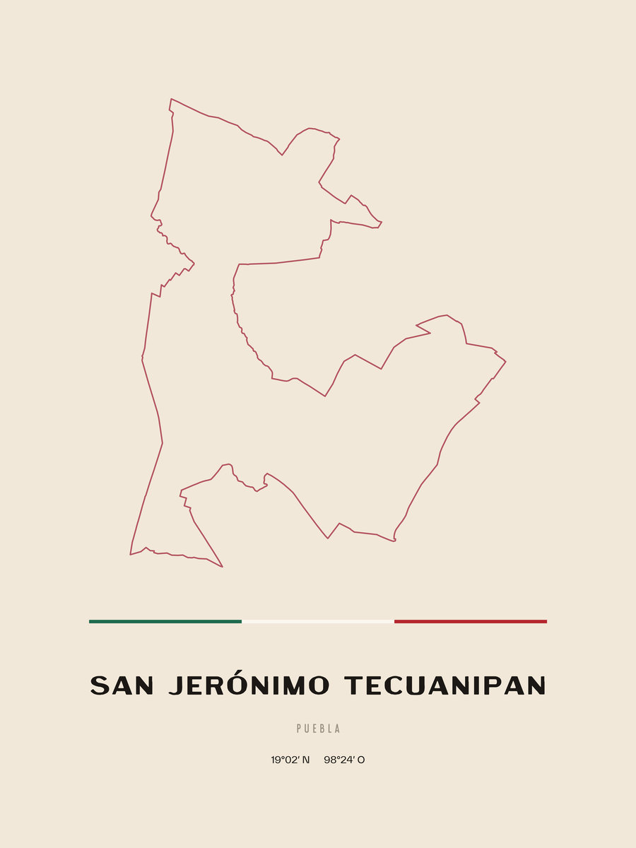 Framed poster of San Jerónimo Tecuanipan, Puebla.