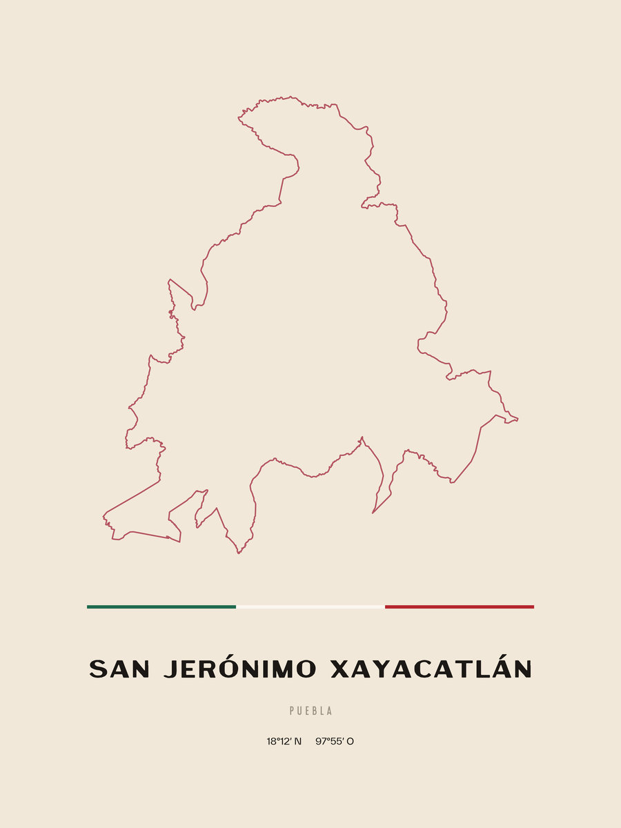 Framed poster of San Jerónimo Xayacatlán, Puebla.
