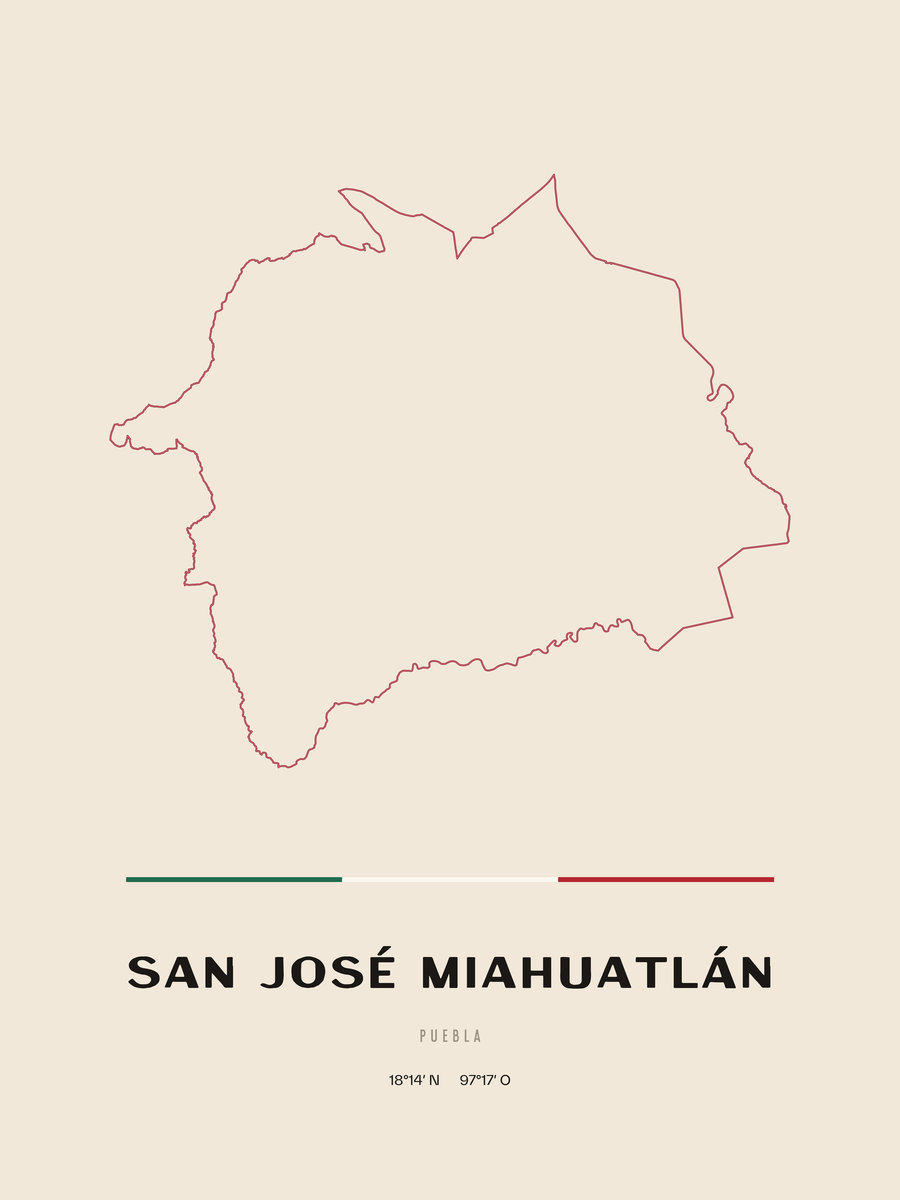Framed poster of San José Miahuatlán, Puebla.