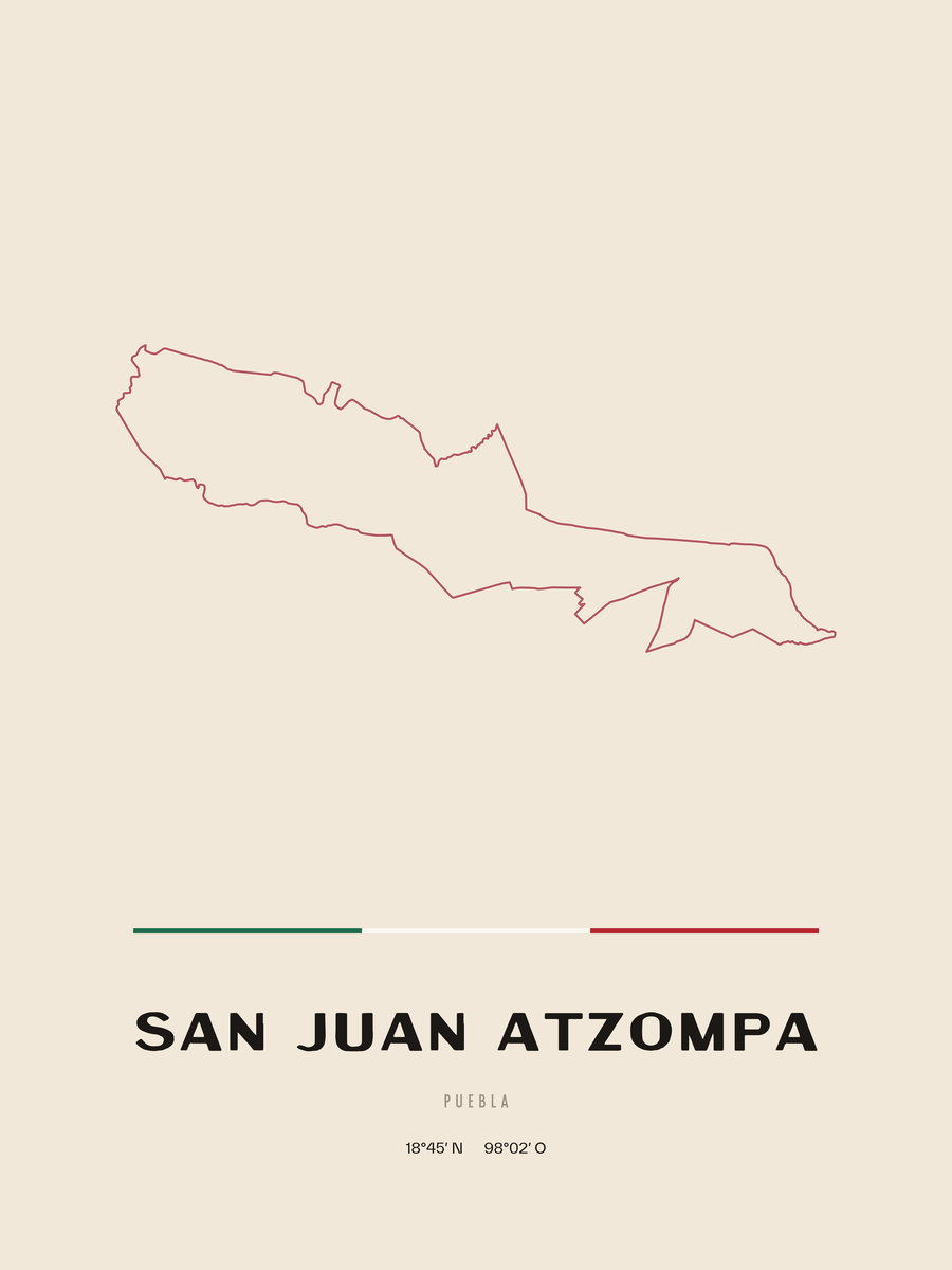 Framed poster of San Juan Atzompa, Puebla.
