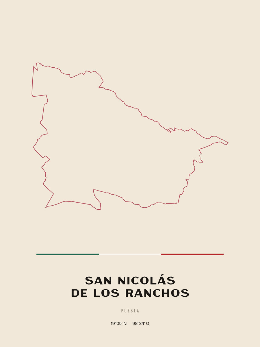 Framed poster of San Nicolás de los Ranchos, Puebla.