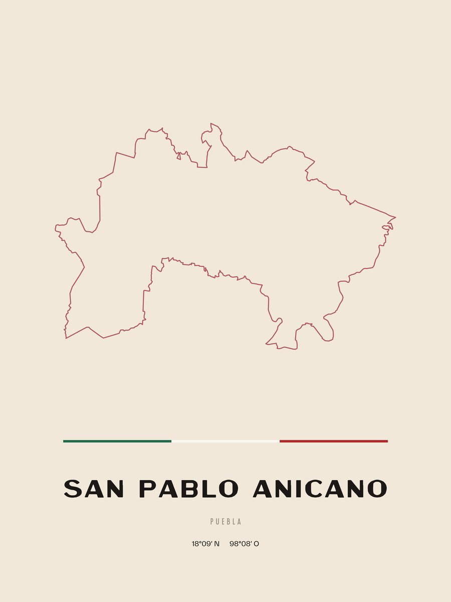 Framed poster of San Pablo Anicano, Puebla.
