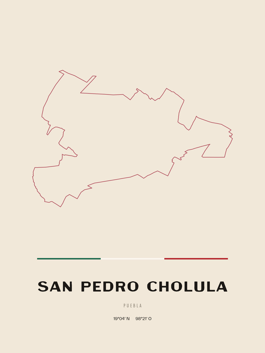 Framed poster of San Pedro Cholula, Puebla.