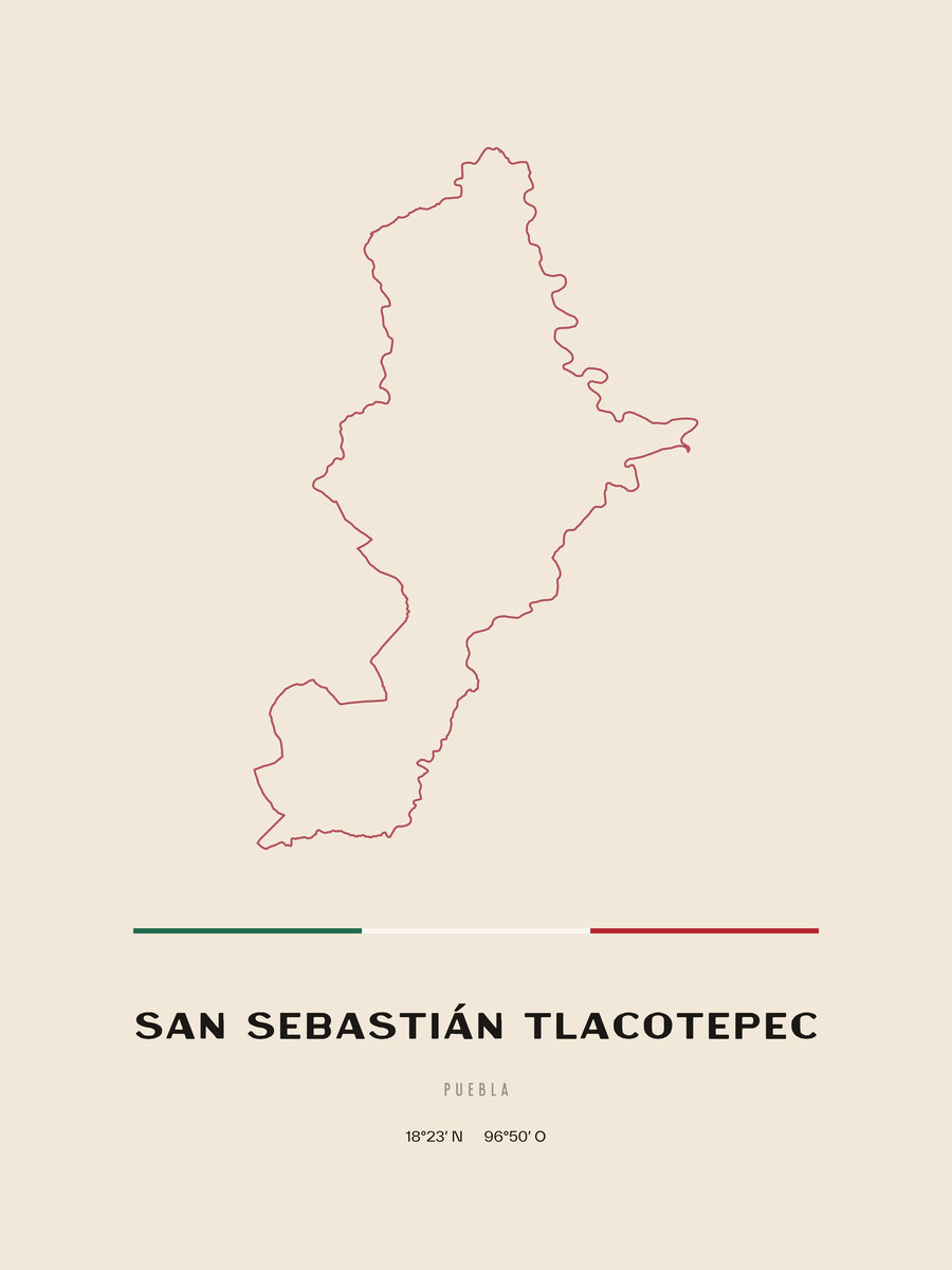 Framed poster of San Sebastián Tlacotepec, Puebla.