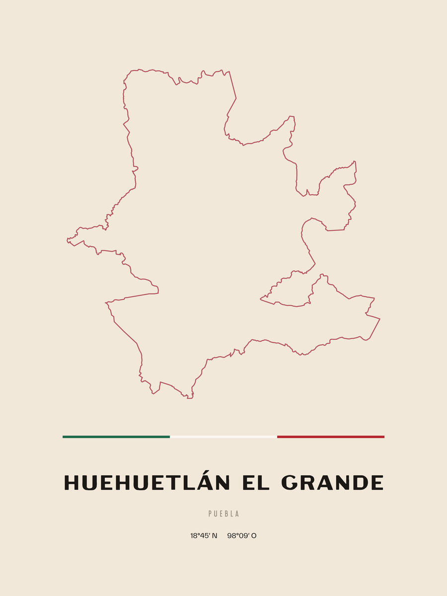 Framed poster of Huehuetlán el Grande, Puebla.