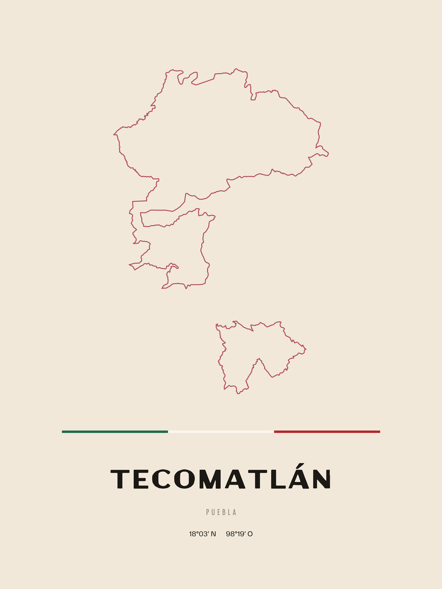 Framed poster of Tecomatlán, Puebla.