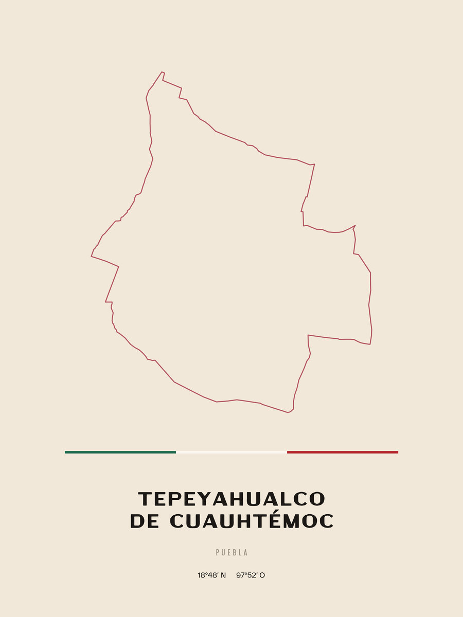 Framed poster of Tepeyahualco de Cuauhtémoc, Puebla.