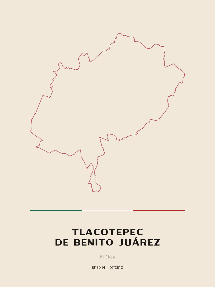Framed poster of Tlacotepec de Benito Juárez, Puebla.