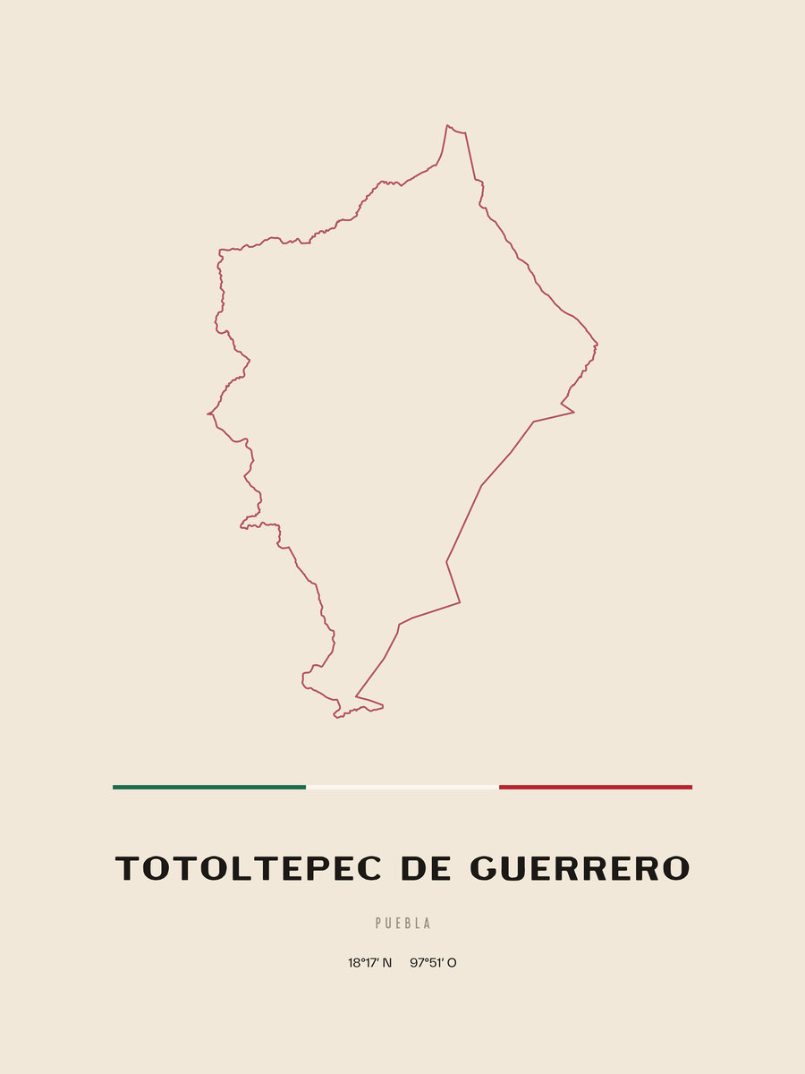 Framed poster of Totoltepec de Guerrero, Puebla.