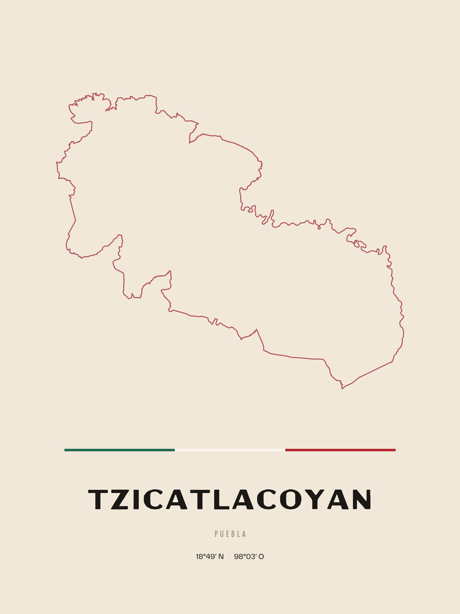 Framed poster of Tzicatlacoyan, Puebla.