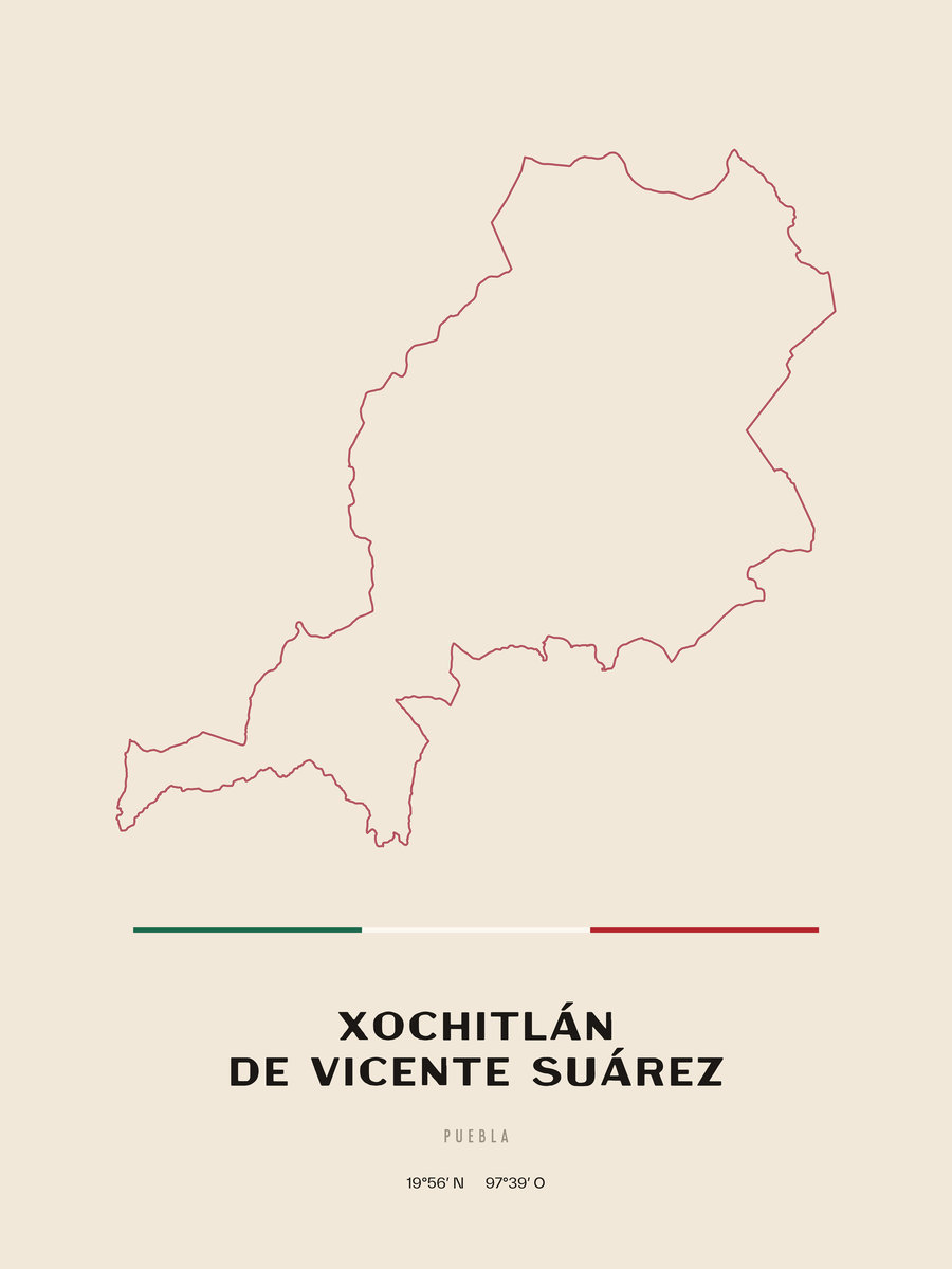 Framed poster of Xochitlán de Vicente Suárez, Puebla.