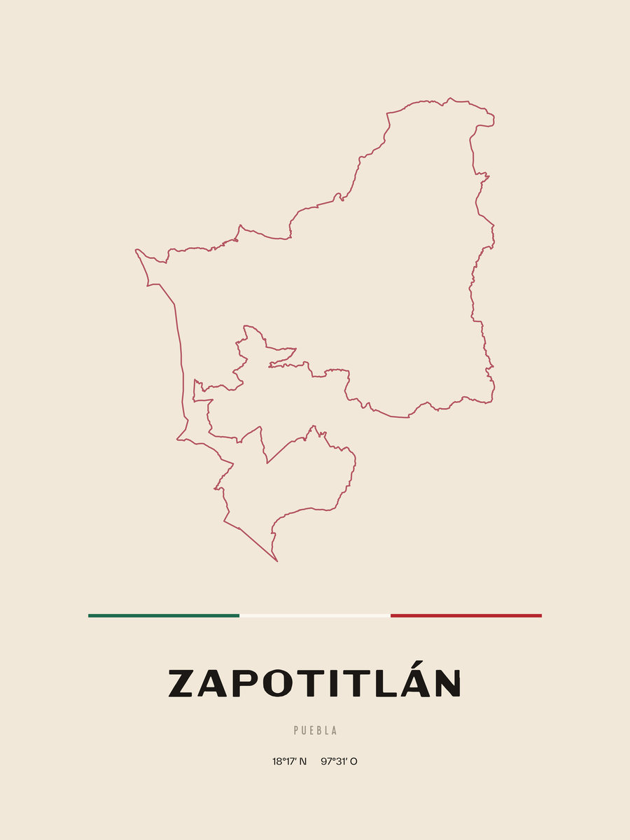 Framed poster of Zapotitlán, Puebla.