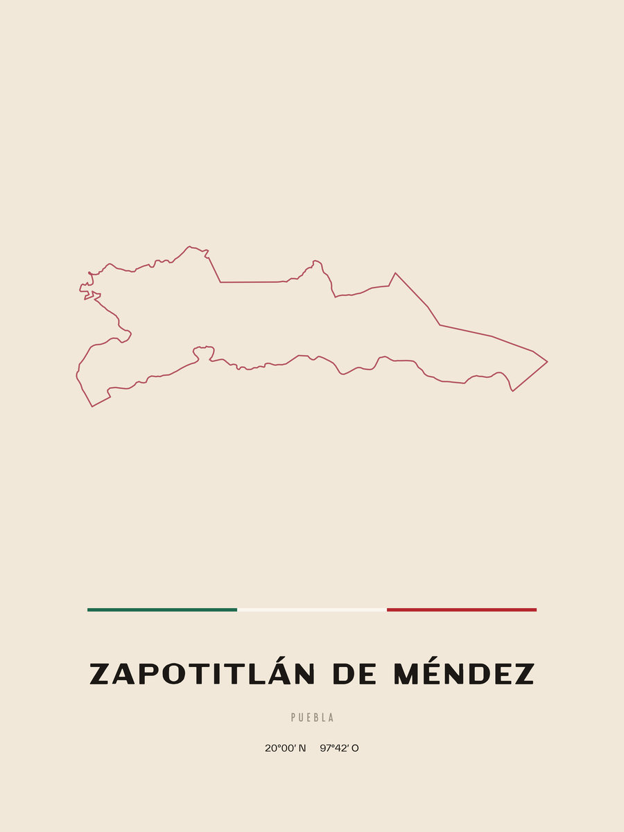 Framed poster of Zapotitlán de Méndez, Puebla.