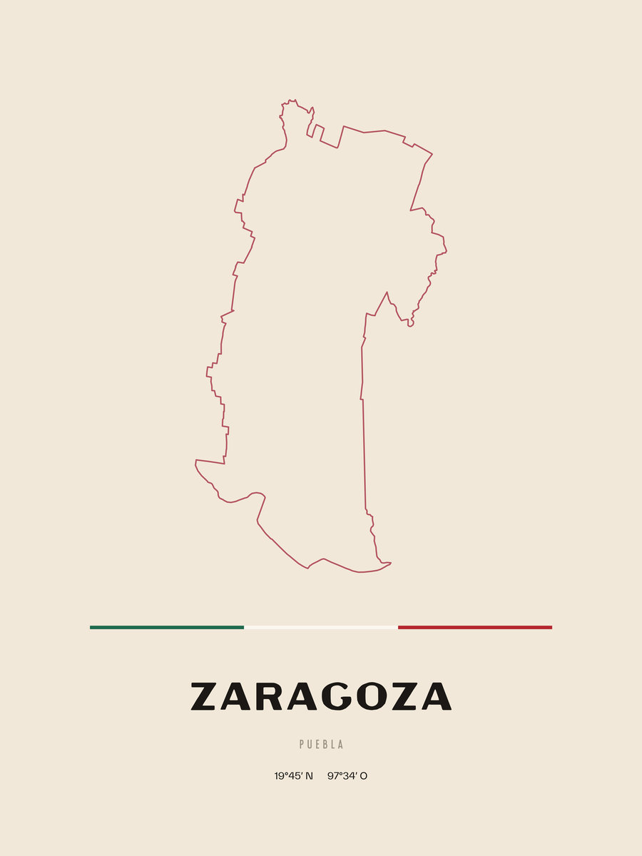 Framed poster of Zaragoza, Puebla.