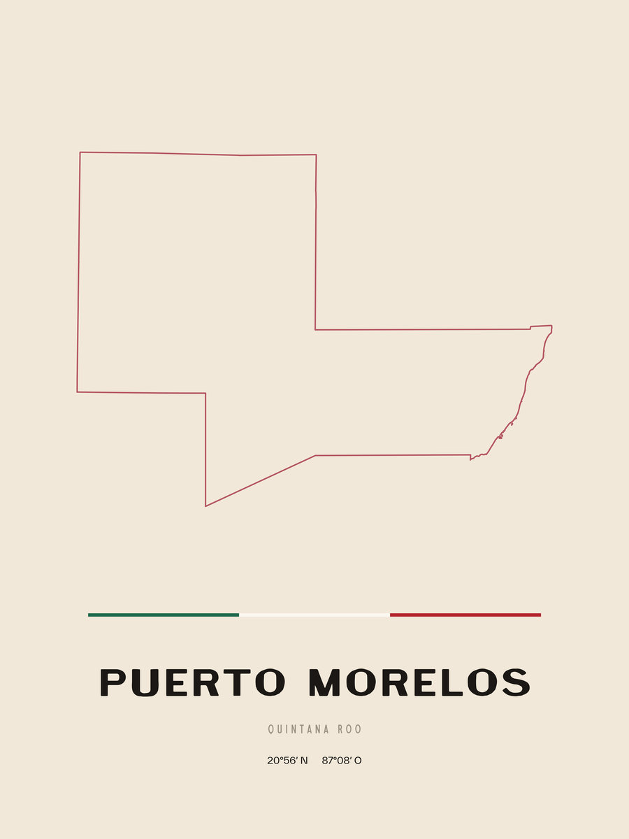 Framed poster of Puerto Morelos, Quintana Roo.