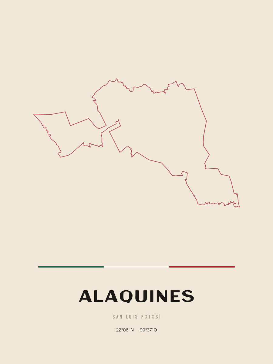 Framed poster of Alaquines, San Luis Potosí.
