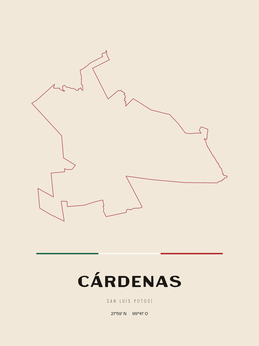 Framed poster of Cárdenas, San Luis Potosí.