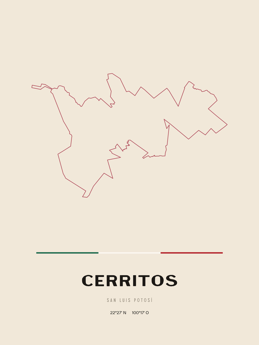 Framed poster of Cerritos, San Luis Potosí.
