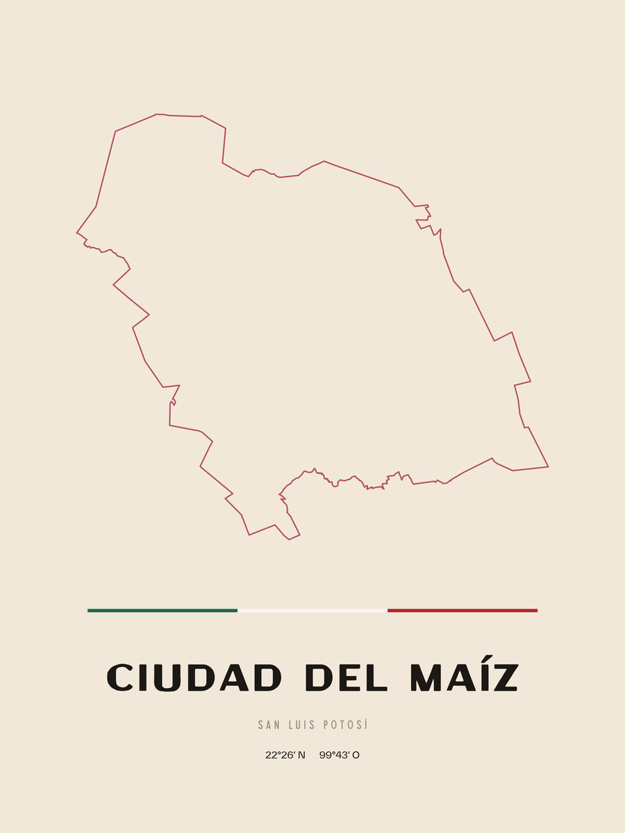 Framed poster of Ciudad del Maíz, San Luis Potosí.