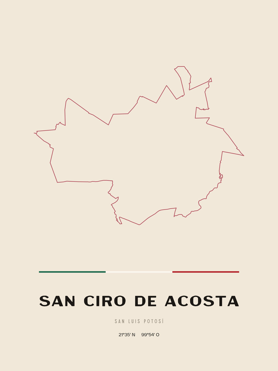 Framed poster of San Ciro de Acosta, San Luis Potosí.
