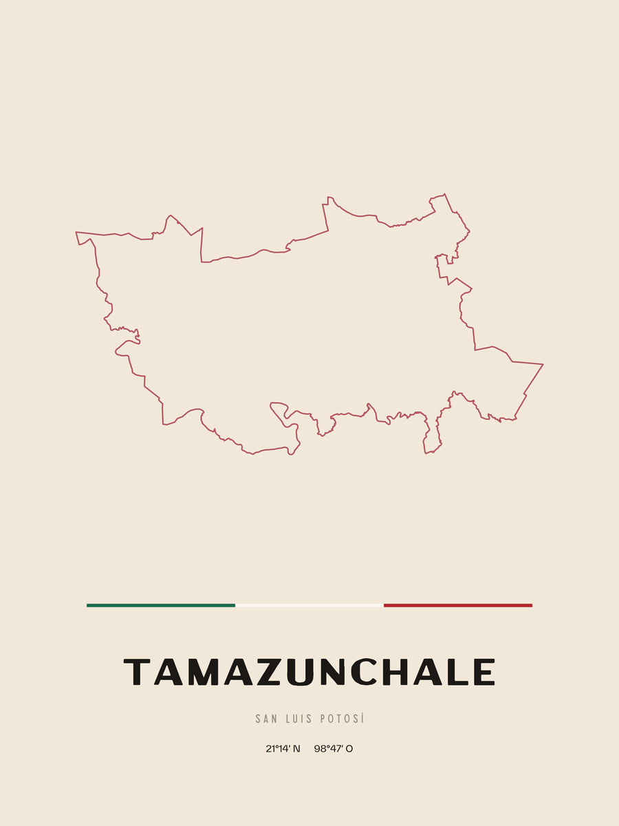 Framed poster of Tamazunchale, San Luis Potosí.