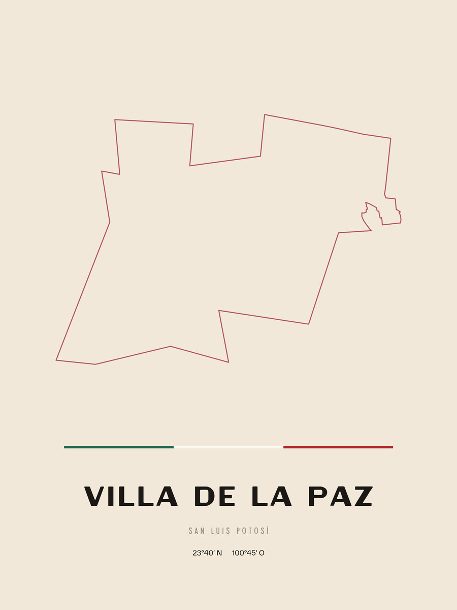 Framed poster of Villa de la Paz, San Luis Potosí.