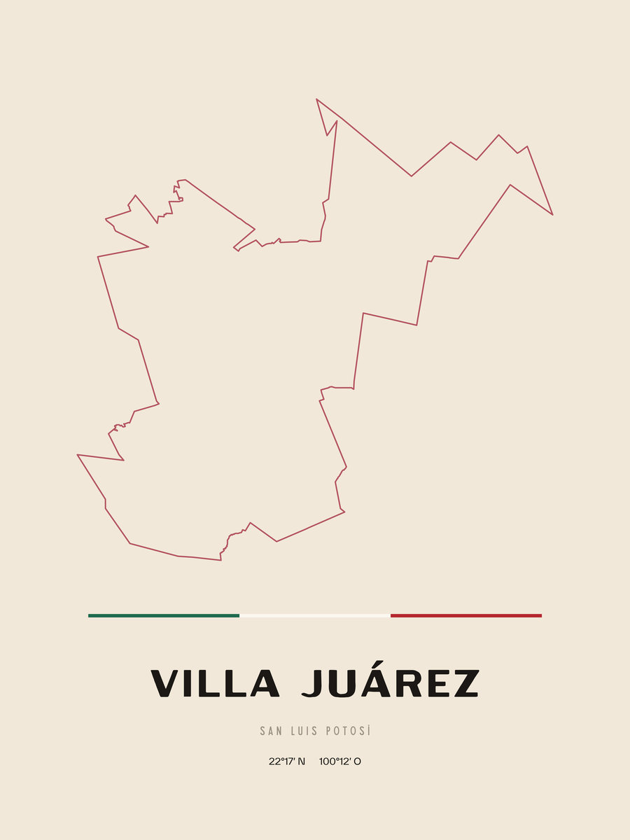 Framed poster of Villa Juárez, San Luis Potosí.