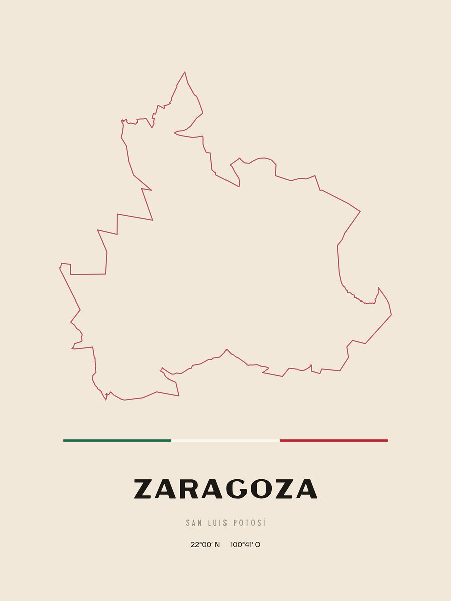 Framed poster of Zaragoza, San Luis Potosí.
