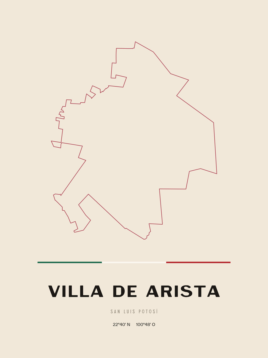 Framed poster of Villa de Arista, San Luis Potosí.