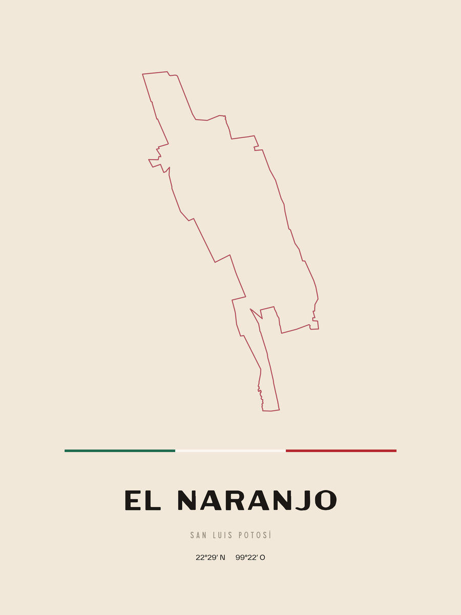 Framed poster of El Naranjo, San Luis Potosí.