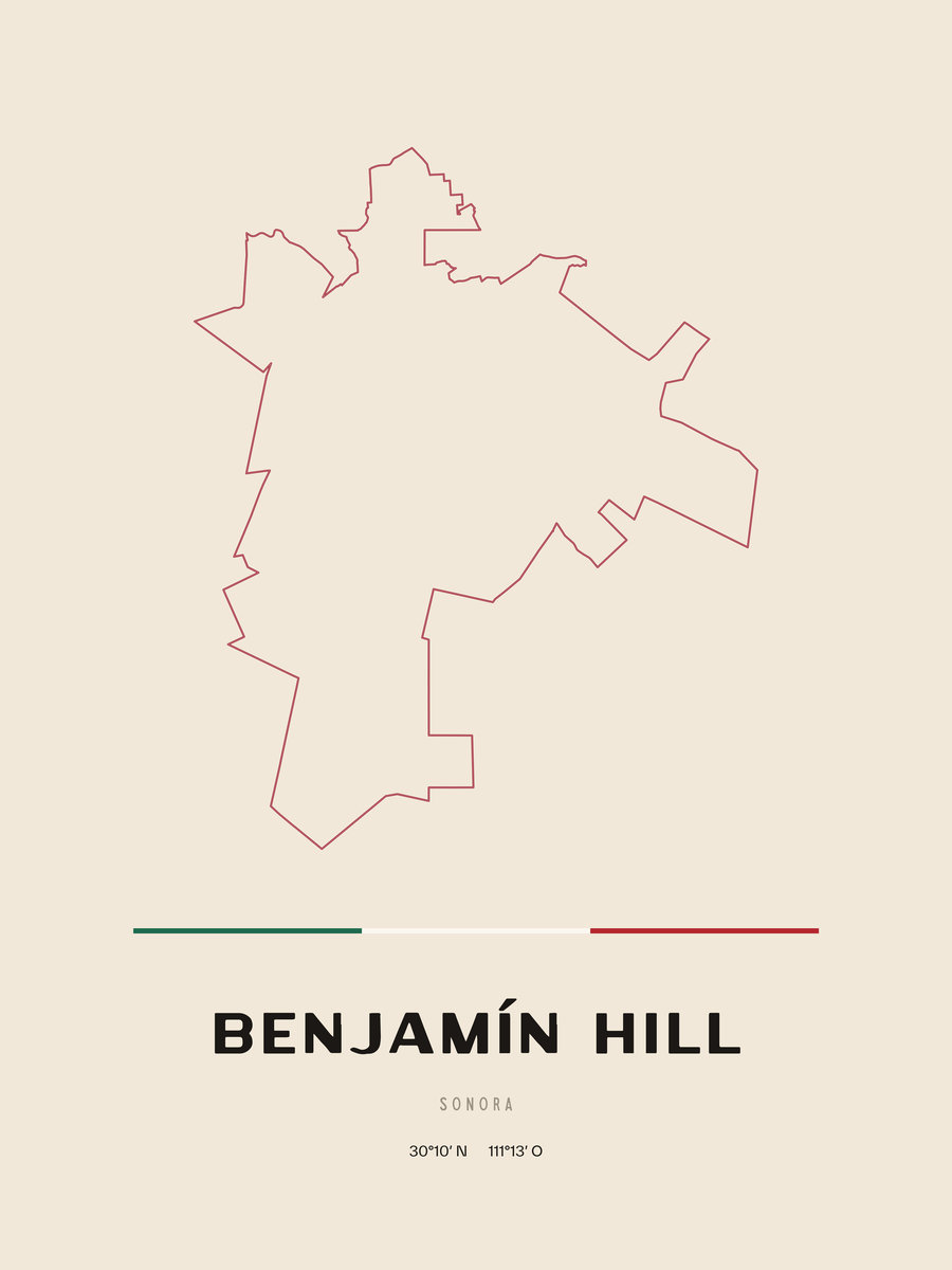 Framed poster of Benjamín Hill, Sonora.