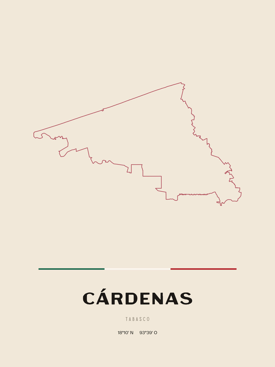 Framed poster of Cárdenas, Tabasco.