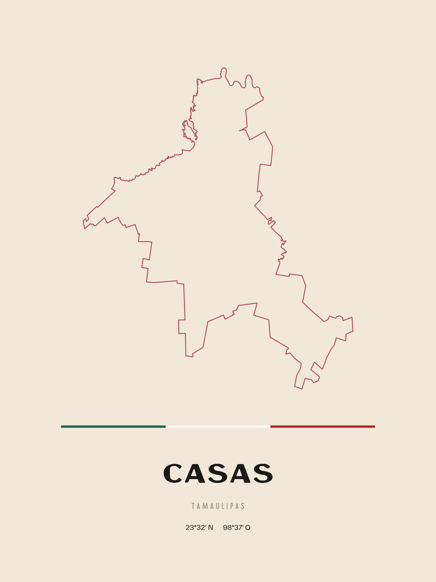Framed poster of Casas, Tamaulipas.