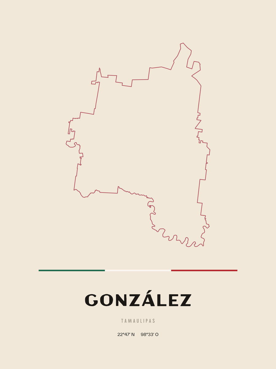 Framed poster of González, Tamaulipas.