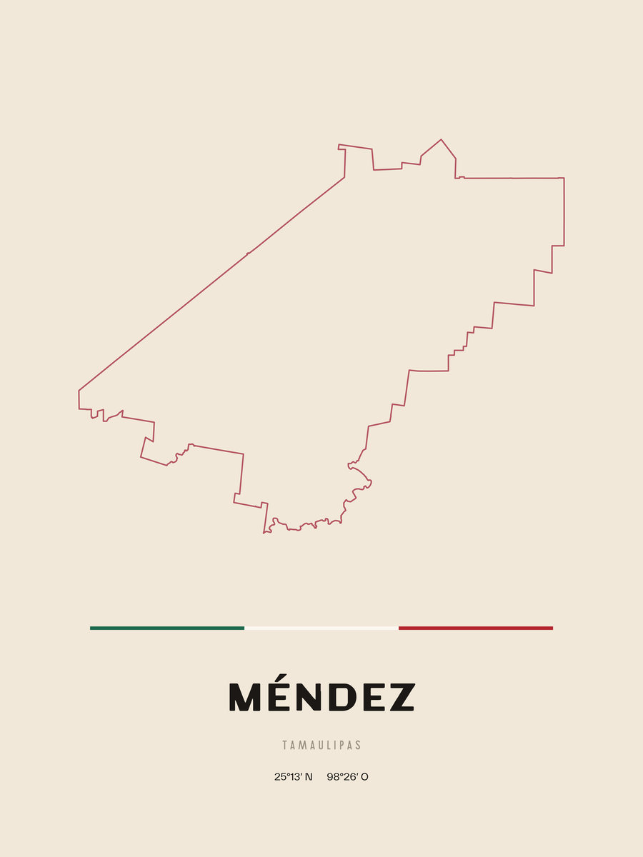 Framed poster of Méndez, Tamaulipas.