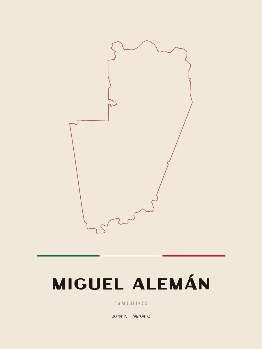 Framed poster of Miguel Alemán, Tamaulipas.